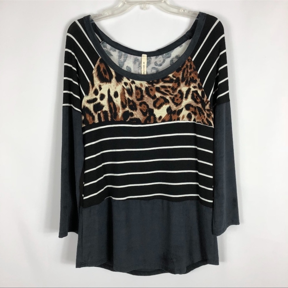 My Beloved 3/4 Sleeve Mixed Media Top Size Small